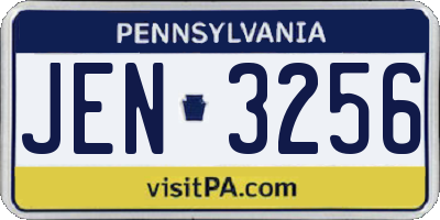 PA license plate JEN3256