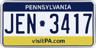 PA license plate JEN3417