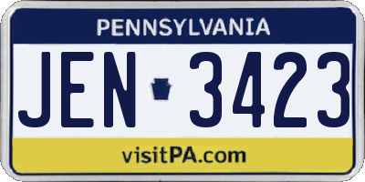PA license plate JEN3423