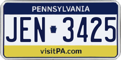 PA license plate JEN3425