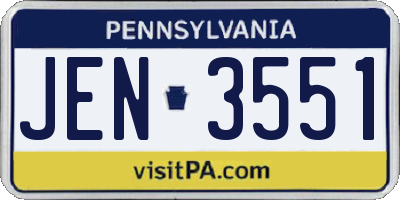 PA license plate JEN3551