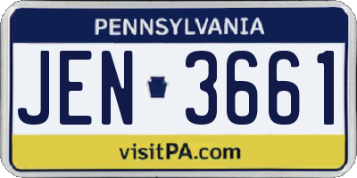 PA license plate JEN3661