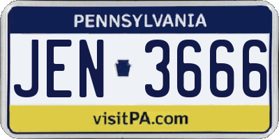 PA license plate JEN3666