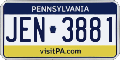 PA license plate JEN3881