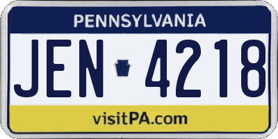 PA license plate JEN4218
