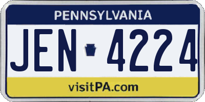 PA license plate JEN4224