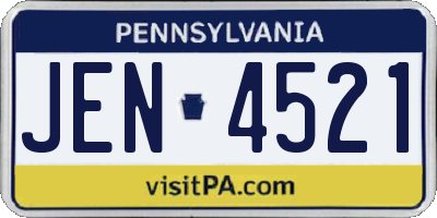 PA license plate JEN4521