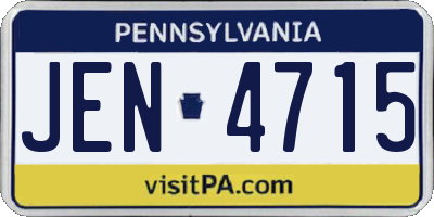 PA license plate JEN4715