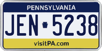 PA license plate JEN5238