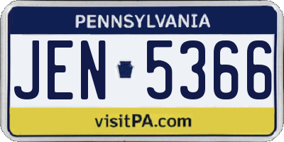 PA license plate JEN5366