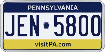 PA license plate JEN5800