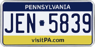 PA license plate JEN5839