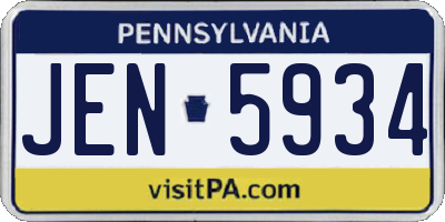 PA license plate JEN5934