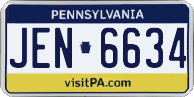 PA license plate JEN6634