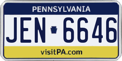 PA license plate JEN6646