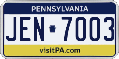 PA license plate JEN7003