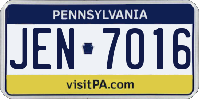 PA license plate JEN7016