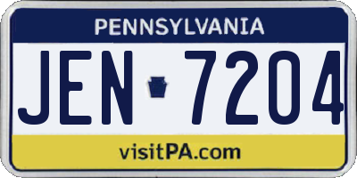 PA license plate JEN7204