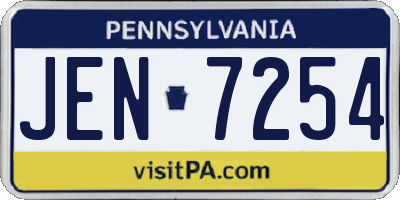PA license plate JEN7254