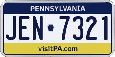 PA license plate JEN7321