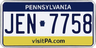 PA license plate JEN7758
