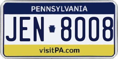 PA license plate JEN8008