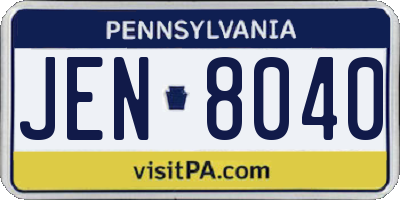PA license plate JEN8040