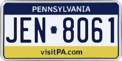 PA license plate JEN8061