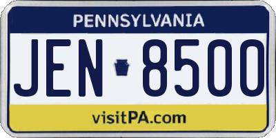 PA license plate JEN8500