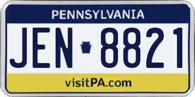 PA license plate JEN8821