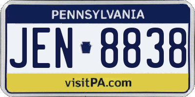 PA license plate JEN8838