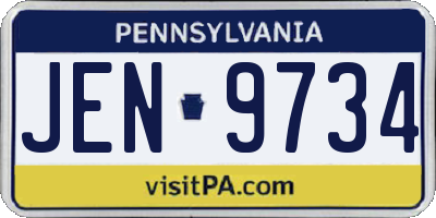 PA license plate JEN9734