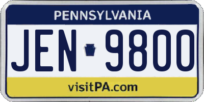 PA license plate JEN9800