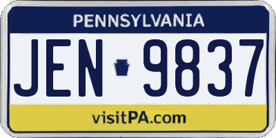 PA license plate JEN9837