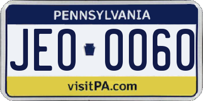 PA license plate JEO0060