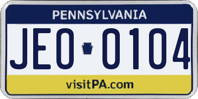 PA license plate JEO0104