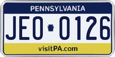 PA license plate JEO0126