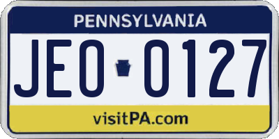 PA license plate JEO0127