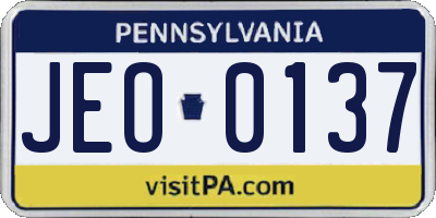 PA license plate JEO0137