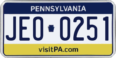 PA license plate JEO0251