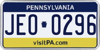 PA license plate JEO0296