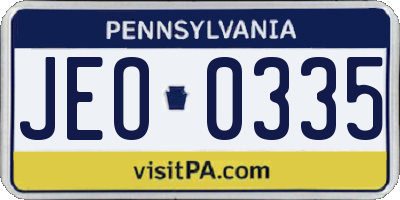 PA license plate JEO0335