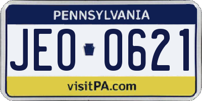 PA license plate JEO0621