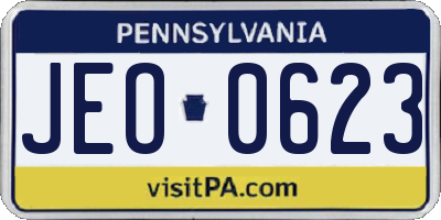 PA license plate JEO0623