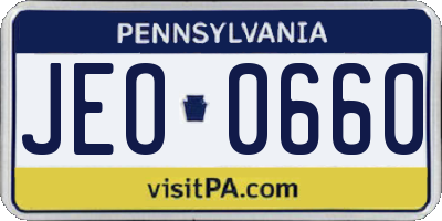 PA license plate JEO0660