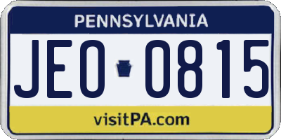 PA license plate JEO0815
