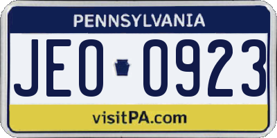 PA license plate JEO0923