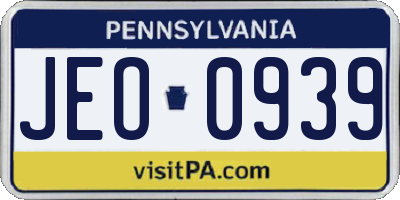 PA license plate JEO0939