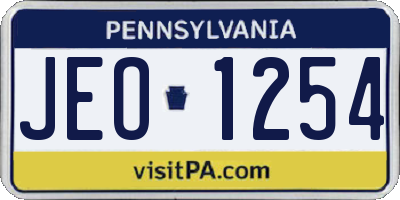 PA license plate JEO1254