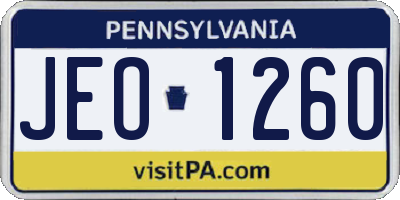 PA license plate JEO1260